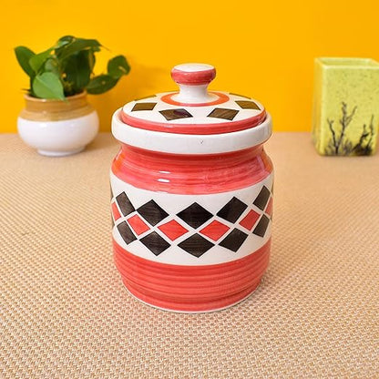 RAJ ROYAL Ceramic Storage Container Jar with Lid Storage Canister Red