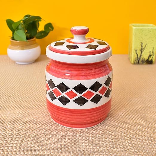 RAJ ROYAL Ceramic Storage Container Jar with Lid Storage Canister Red