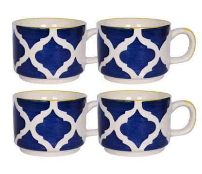 RAJ ROYAL Microwave Safe Hand Made Hand painted 4 Cups 1 Kettle and 1 Tray Tea Set Excellent Gift for Any Occasion