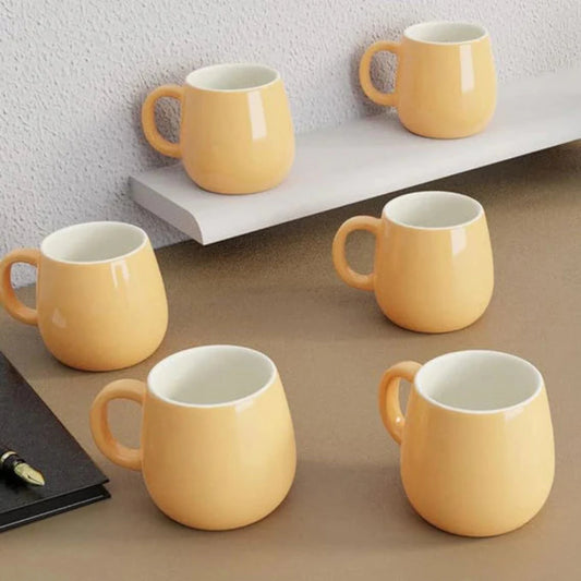 Handcrafted Orange Ceramic Cups Serving Tea Cups Set of 6 (Set of 6)