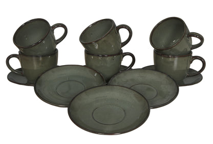 Raj Royal Stylish Print Ceramic Tea/Coffee Cups Set of 6 with Saucer (150ML)