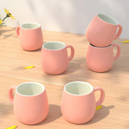 Pink Ceramic Ovule Shape Cups Set of 6 (Set of 6)