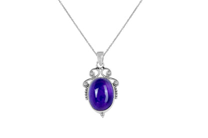 RAJ ROYAL Natural Amethyst Pendant in 925 Sterling Silver