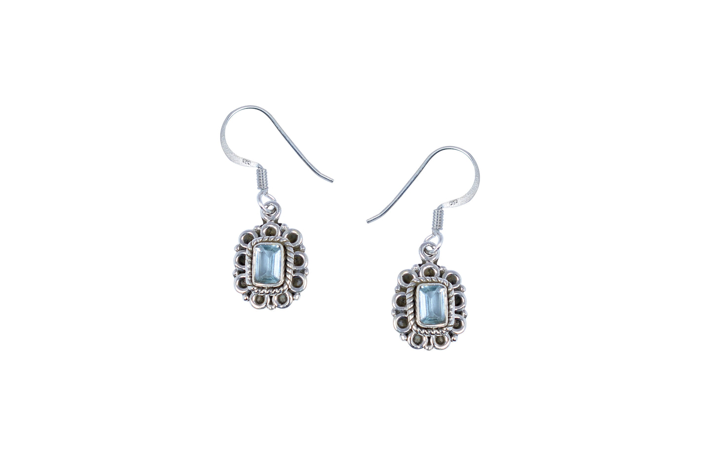 RAJ ROYAL Natural Blue Topaz Stud Earring in 925 Sterling Silver