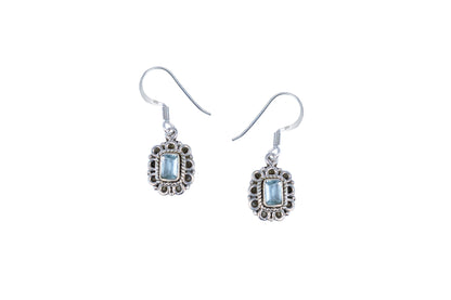 RAJ ROYAL Natural Blue Topaz Stud Earring in 925 Sterling Silver