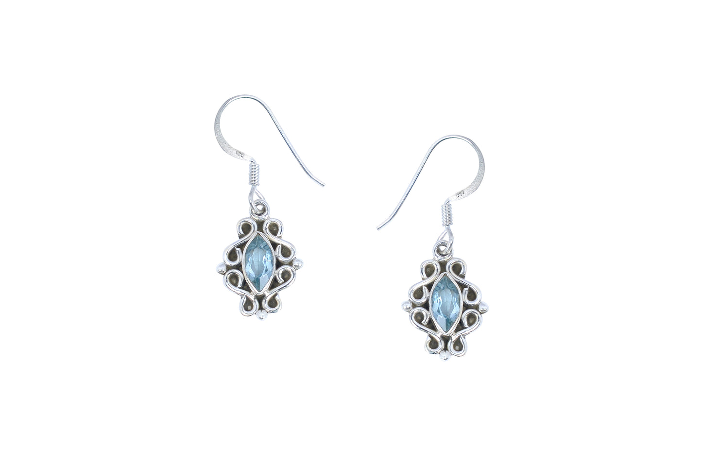 RAJ ROYAL Natural Blue Topaz Stud Earring in 925 Sterling Silver