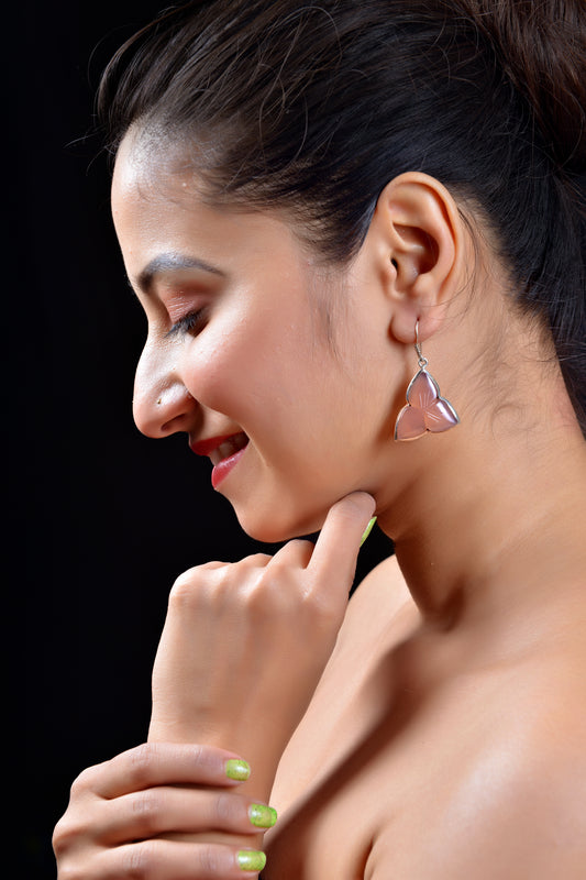 RAJ ROYAL Natural Chalcedony Stud Earring in 925 Sterling Silver