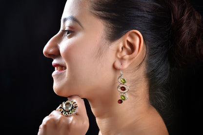 RAJ ROYAL Natural Gemstone Flower Ring in 925 Sterling Silver